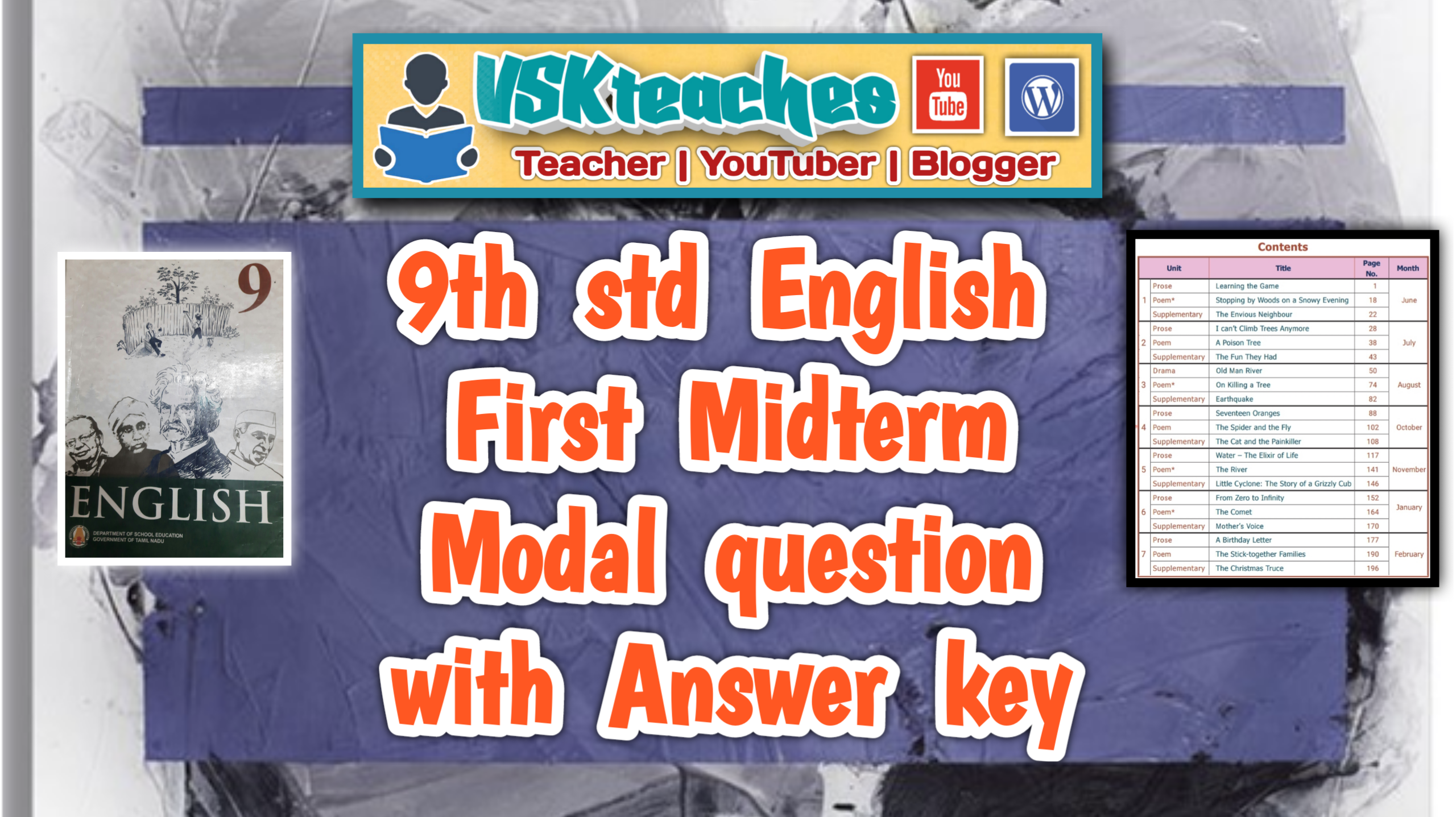 9th std English First-Midterm model question with answer