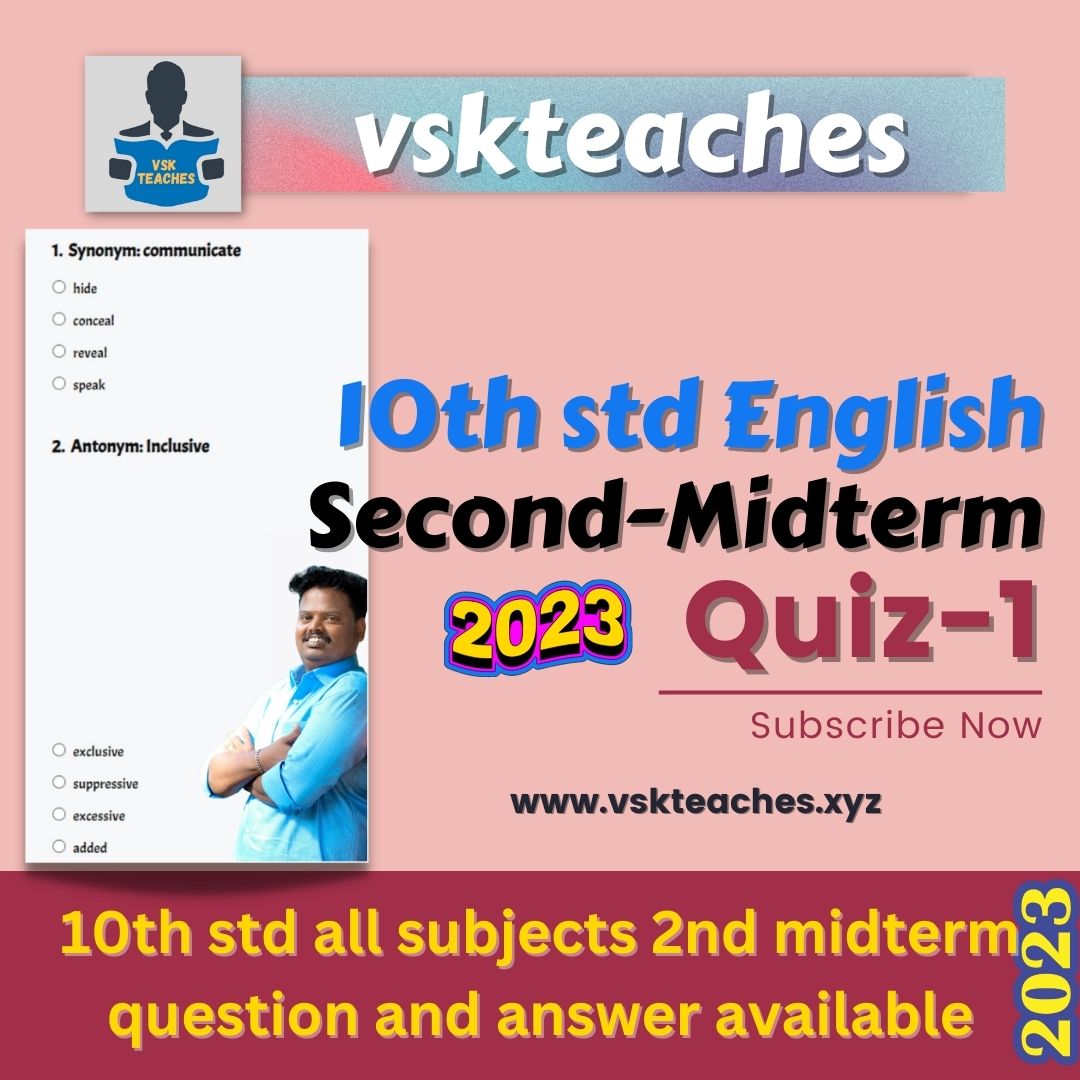 10th std english second midterm 2023 quiz 1